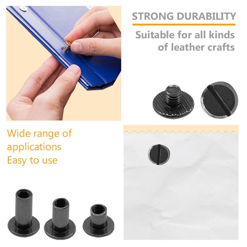 Ruidee 150 Pcs/75 Set Chicago Screws M5 Stainless Steel Binding Screw Post Leather Screws Metal Nail Rivet Chicago Button for Albums Belt Bookbinding (ZD-D/Gunmetal) - Image 4